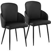 Dahlia Dining Chair in Black Metal, Chrome & Black Leatherette (Set of 2)